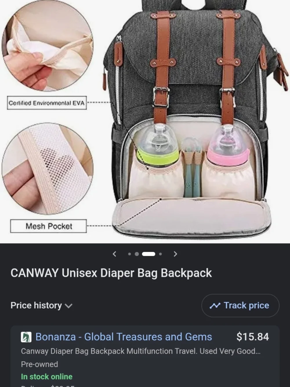 Denim-Style Baby Backpack with Tan Trim by